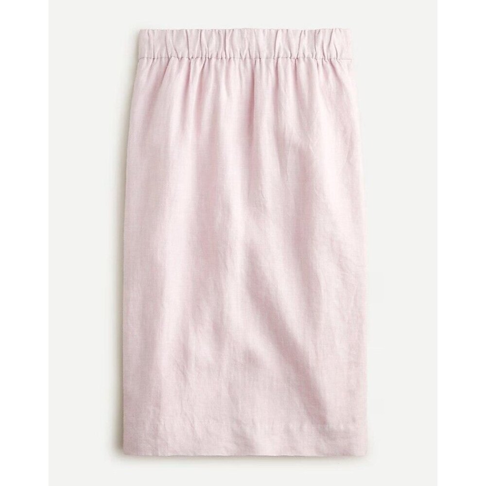 NEW J Crew Pull On Midi Linen Skirt XS Orchid Pale Lilac Purple AY648